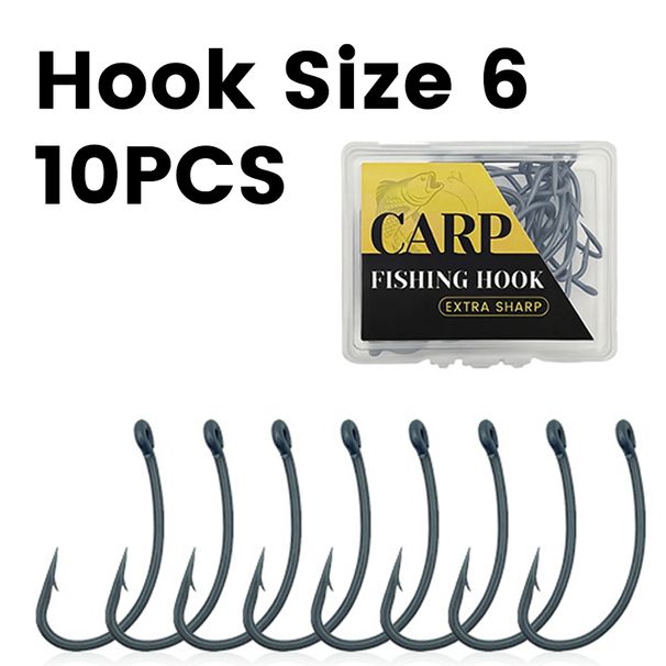 Rigtrip Curve Shank Carp Fishing Hooks - 10/50 Pack High Carbon Steel, PTFE Coated, Ultra Sharp Micro Barb & Eye | Enhanced Stre_desvips.com