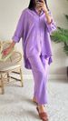 Women's Clothing 2 piece Set Large Size Cotton and Linen Shirt Set High Waist Loose Trousers_desvips.com