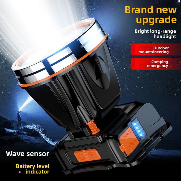 Manufacturer Supply Strong Light Outdoor Hiking Camping Emergency Lighting Hand Wave Induction Headlamp_desvips.com
