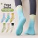 Gradient Color Cooling Yoga Socks For Spring And Autumn Mid Calf Length Colorful Anti-Slip Silicone Sole Comfortable And Durable Fitness Socks_desvips.com