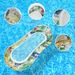 Glitter Flamingo Pool Float Thickened Eco-PVC Inflatable Lounger With Mesh Seat Pillow Single Person Water Hammock For Pool Beach_desvips.com