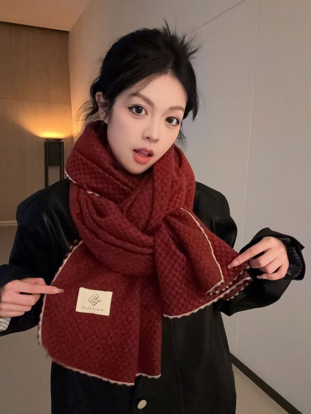 Scarf Women Christmas Spring Festival Warm Thick Versatile Trendy For Girlfriend Cold-Proof Winter Gift Light Luxury_desvips.com