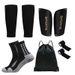 5 Piece Set Grey Sole Sports Socks Mid Calf Soccer Socks Anti Slip Dotted Adhesive Sock Covers Shin Guards Bandages Drawstring Bag_desvips.com