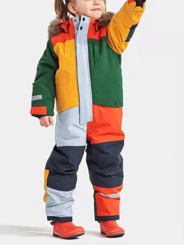 Outdoor Single And Double Board Luminous Windproof Waterproof Thickened Warm One-piece Children's Ski Suit_desvips.com