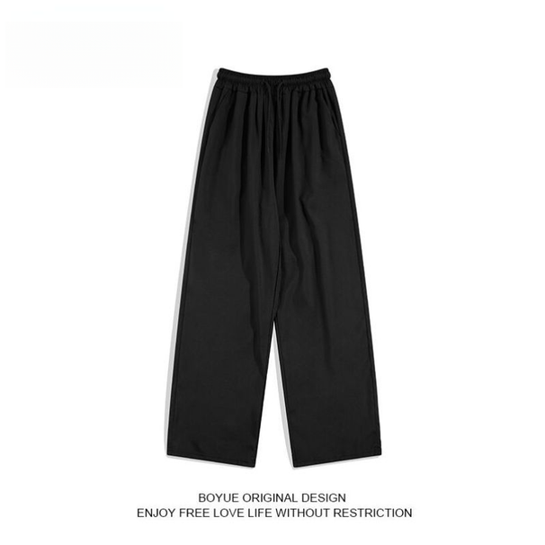 Zhuangji Summer Ice Silk Caual Men Solid Color Thin Large Size Straight Trendy Looe Wide Leg Veratile Nine-Point_desvips.com