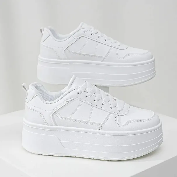 2024 New Style Casual Shoes For Women, Ladies Platform White Shoes, Comfortable Sneakers, Increase Height By 5cm_desvips.com