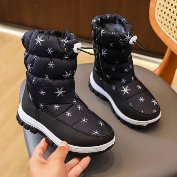 Kid Winter Warm Fur Snow Children Black Furry Girls Boys Non-slip Waterproof Kids Footwear Child Boots Toddler Baby_desvips.com