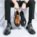 Free Shipping Designer Dress 2025 Autumn Winter New Low Cut Mens Thick Soled High Rise Leather Shoes Brown_desvips.com