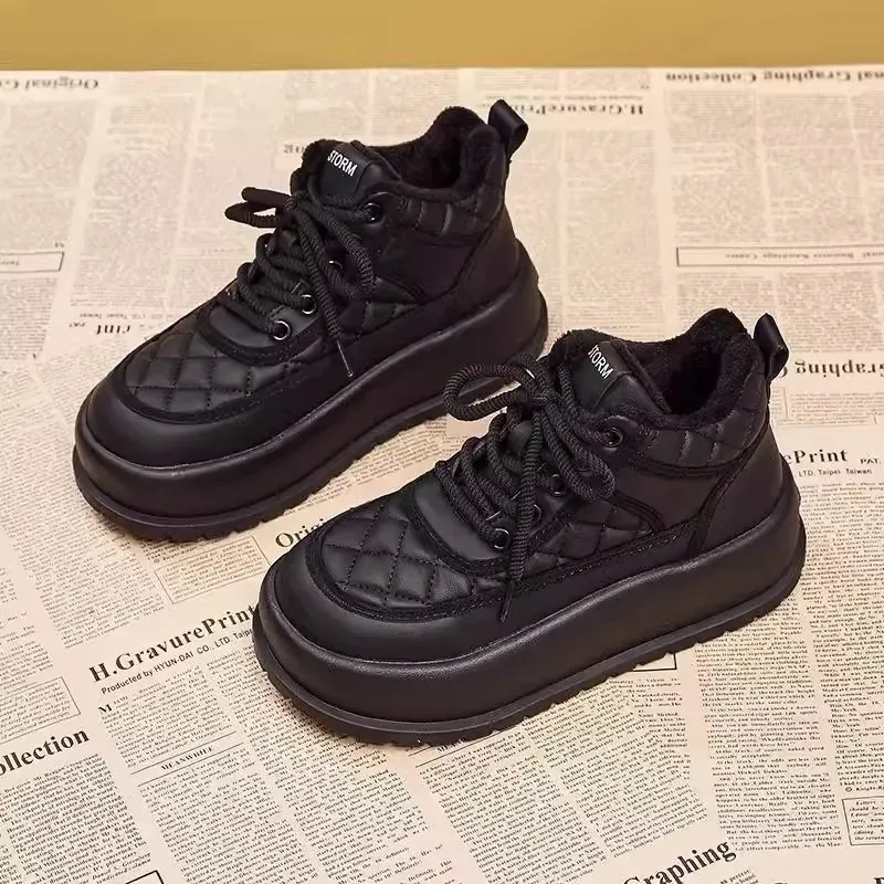 Women's Boots:Fashion Shorts Winter Warm Thick Sole Increase Height Anti-slip Snow Boots Trendy Versatile Casual_desvips.com