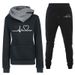 Autumn Winter Fleece-Lined Hooded Tracksuit Set Sweatshirt And Pants Women's Clothing_desvips.com