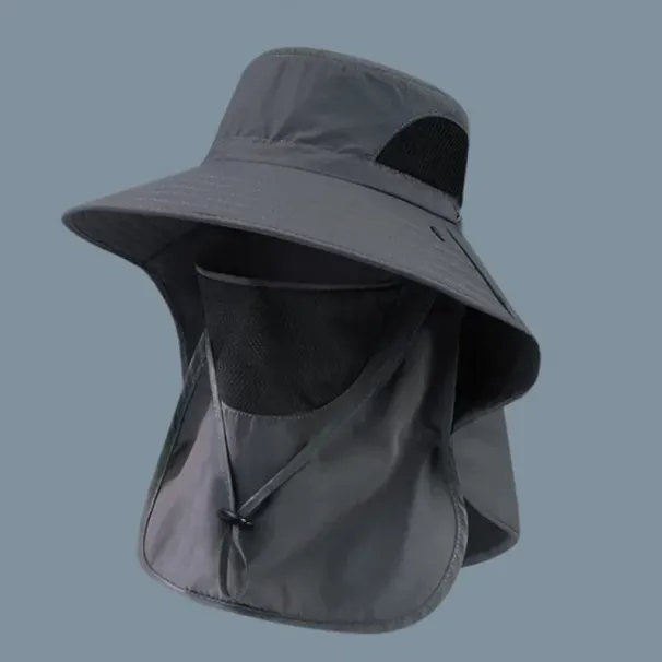 Summer Outdoor Hiking Fishing Caps Bucket Hat Removable Quick Drying Sunscreen Fisherman Hat Sunshade Face Covering Hat Camping_desvips.com