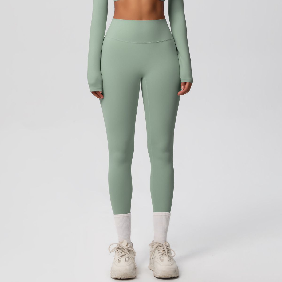 High Waisted Brushed Nylon Yoga Pants Quick Drying Breathable Cloud Feel Outdoor Sports Tight Fitting Long Pants for Running And Fitness_desvips.com