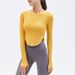 With Chest Pad Threaded Slimming Sports Long Sleeve Quick-Dry Running Internet Celebrity Elastic Fitness Top Slim Fit_desvips.com