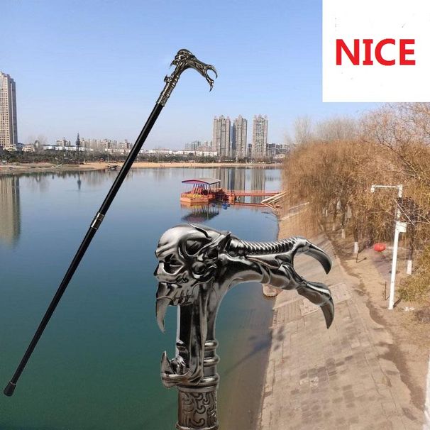 Ghost Skull Head Fashion Walking Stick Decorative Vampire Cospaly Vintage Party Fashionable Walking Cane Halloween Crosier 93cm_desvips.com