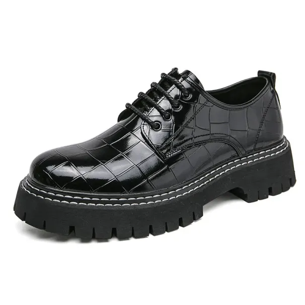 Free Shipping Designer Dress 2025 Autumn Winter New Low Cut Mens Thick Soled High Rise Leather Shoes Brown_desvips.com
