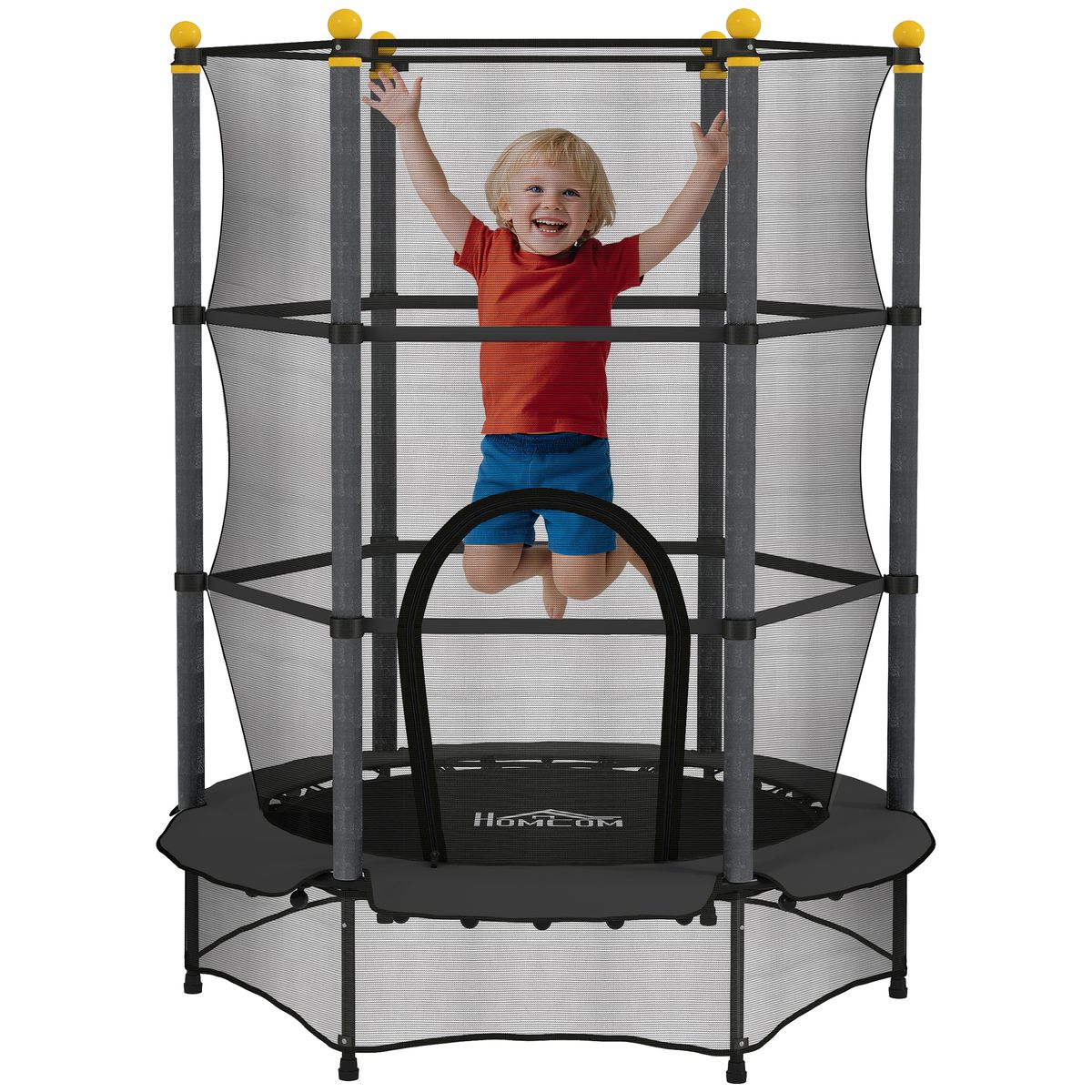 Trampolín Para Niños De +3 Años Ø140 Cm Con Red De Seguridad Y Marco De Acero Para Interior Y Exterior_desvips.com