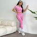 High Waisted Shockproof Push Up Sports Vest Short Sleeved Yoga Outfit Hip Lifting Fitness Pants Set_desvips.com