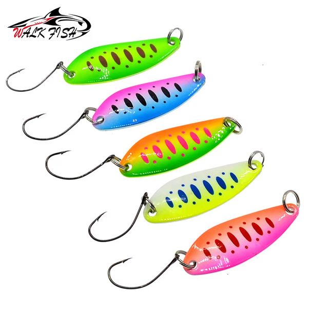 WALK FISH 5Pcs 40mm 5g Spinning Fishing Bait Fishing Spoon Trout Lure Curved Sequined Leaves Fishing Wobblers Spinner Bait Trout_desvips.com