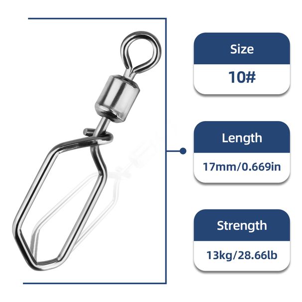 MEREDITH New Fishing Swivels Snap 20-50Pcs Hooked Snap Stainless Steel Fishing Rolling Barrel Swivel Fishing Lure Connector_desvips.com