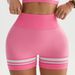 Women's Slim Fit V Waist Hip Lifting Seamless Color Block Yoga Shorts Spring Summer Running Sports Fitness Three Point Pants_desvips.com