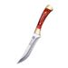 Authentic Mongolian Style Curved Meat Knife - Handcrafted Stainless Steel Blade With PU Leather Sheath (Red/Green/Blue Handle)_desvips.com