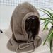Korean Balaclava For Women, Autumn And Winter Ear Protection Hat, Warmer, Hooded Scarf, Integrated Knitted Wool Neck_desvips.com
