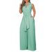 Women's Clothing women's elegant shirt collar sleeveless solid color zipper strap wide leg jumpsuit_desvips.com