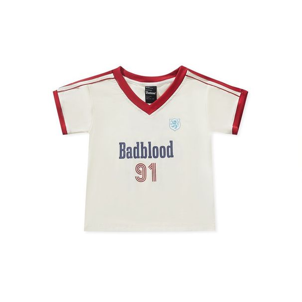 Badblood Korean Style Trendy Brand Letter Print Color Block Casual 91 Jersey Hot Girl V-Neck Sports Short Sleeve T-Shirt_desvips.com