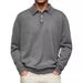 Men's Clothing Autumn Long Sleeve V Neck Button Casual Tops Polo Shirt_desvips.com