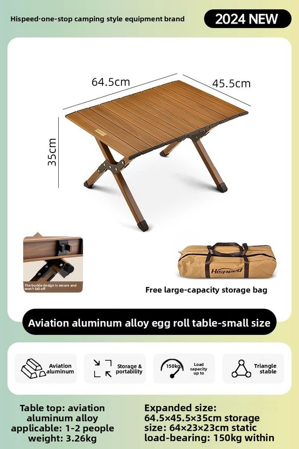 Hispeed Outdoor And Chair Folding Aluminum Alloy Egg Roll Portable Picnic Table Camping Equipment_desvips.com
