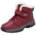 Witer Wome's High-top Warm Cotto With Fleece Waterproof Middle-aged Elderly Walkig Shoes Dad's Outdoor Sow Boots_desvips.com