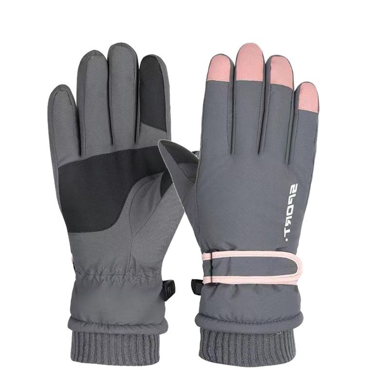 Ski Anti-Slip Fleece-Lined Thickened Warm Winter Cycling Touchscreen Water-Resistant Magic Tape Reflective Strip Gloves_desvips.com