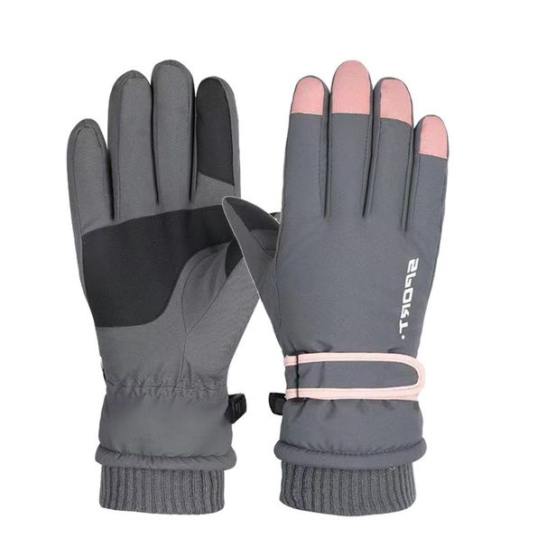 Ski Anti-Slip Fleece-Lined Thickened Warm Winter Cycling Touchscreen Water-Resistant Magic Tape Reflective Strip Gloves_desvips.com
