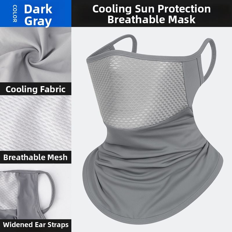 Sunscreen Ice Silk Face Mask Quick Drying Neck Warmer With Ear Loops UV Protection Solid Color Cycling Neck Brace_desvips.com