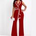 women's clothing new fashion V-neck temperament elegant sleeveless jumpsuit wide-leg pants_desvips.com