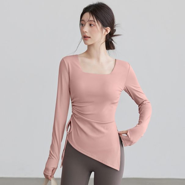 Yoga With Chest Pads, Autumn Sports Tops, Waist Slimming, Long-sleeved Running Gym Pilates Training And Fitness Clothes_desvips.com