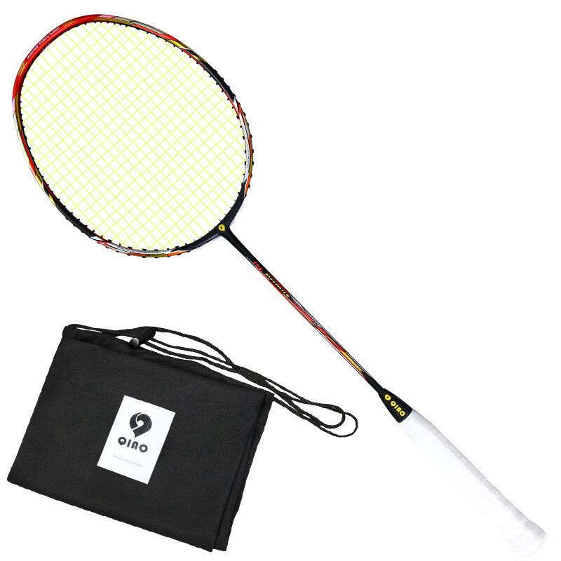 QIAO Xiaojiang TP Full Carbon Single Racket With Stringed Badminton Bag Red Gold_desvips.com