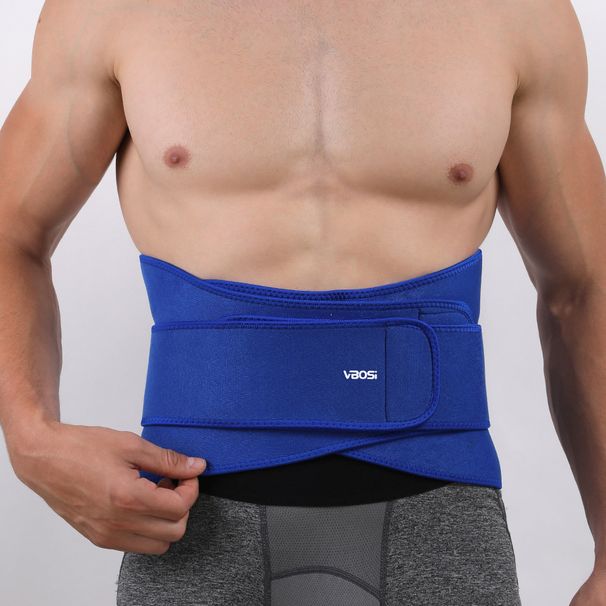 VBOSI Adjustable Waist Support Belt For Sports & Fitness - Breathable Neoprene Back Brace For Weightlifting, Basketball, Running (Blue/Black/Khaki)_desvips.com