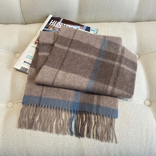 Vintage Limited Edition Christmas Year Textured 100% Wool Plaid Tassel Scarf Neck Warmer Versatile Autumn Winter New_desvips.com