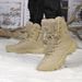 Men's Winter Military Boots - Heavy Duty Tactical Snow Boots With Fleece Lining, Waterproof Hiking Boots For Outdoor Camping & Hunting (Black/Tan)_desvips.com