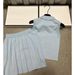 TB Academy Style Puppy Embroidery Fashion For Women Sleeveless Polo Knit Top + Pleated Skirt Chic Two-Piece Set_desvips.com