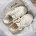 Autumn High White Beauty Little New Canvas Breathable Skirt Paired Half Dragging And One Footing Women's Shoes Lhshoe_desvips.com