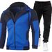 New Men's Suit Personalized Color Blocked Double-layer Zipper Hooded Cardigan Slim Fit Sweatshirt Sweatpants_desvips.com