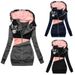 Women's Clothing women's sweatshirt zipper color matching print hooded long sleeved jacket_desvips.com