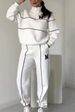 2025 Women's Sweatshirt Letter Heat Transfer Sleeve Long Pants Zipper Casual Sports Two-Piece Set_desvips.com