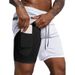 2025 New Model Cross-Border Double-Layer Solid Color Shorts Men, Quick-Dry Running Pants For Fitness And Training_desvips.com