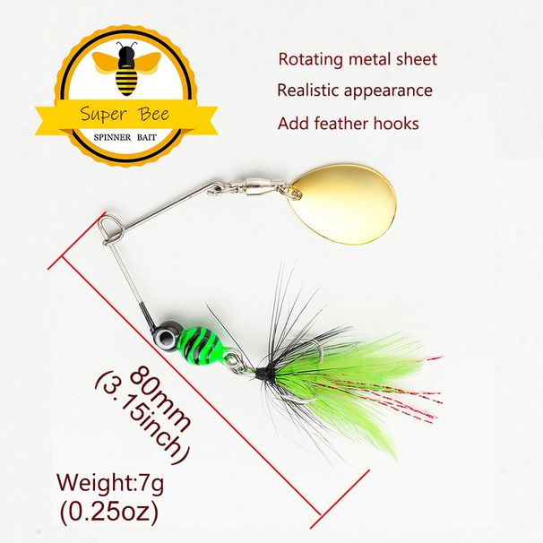 WALK FISH 80mm 7g Spinner Lure Metal Feather Tweeter Curve Bait Artificial Fake Bait Swing Micro-root Simulate Sea Bass Trout_desvips.com