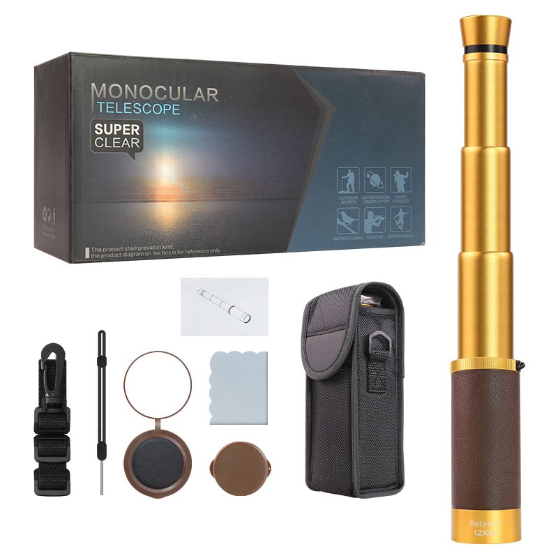 Datyson Metal Retro Pirate Monocular 12x43 Telescope Portable Stretchable Zoom Lens High Definition Vision For Hiking_desvips.com