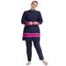Muslim Swimwear Loose, Large Size Obese Women's Contrasting Color Conservative Swimsuit Sun Protection Beach Travel Muslim_desvips.com