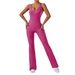 Women's Wide Leg Yoga Bodysuit Sports Fitness Wear Slimming Abdomen Flare Pants Casual Gym Clothing_desvips.com